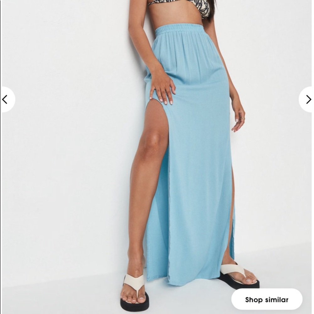Size XS light blue maxi skirt cut out for the legs missguided